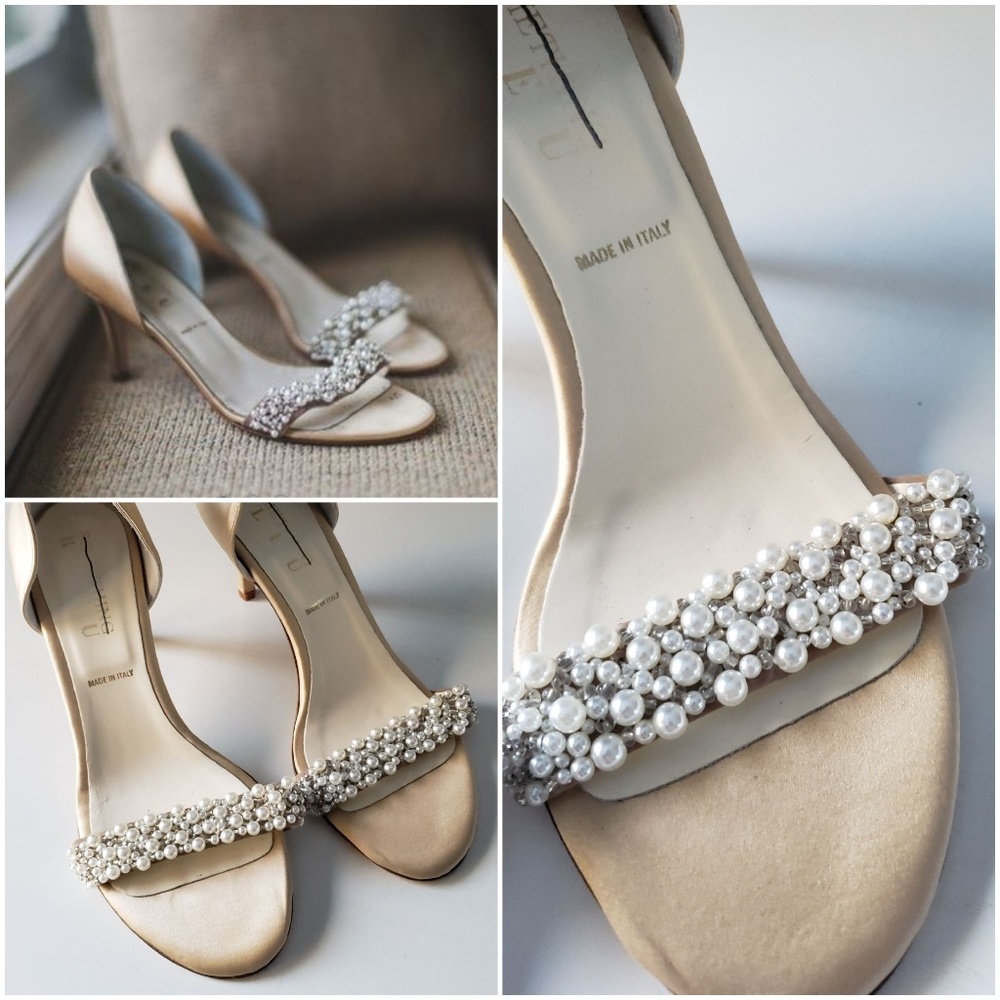 Anthropologie X BHLDN Oyster Bed D'orsay Heels - Picture 2 of 8